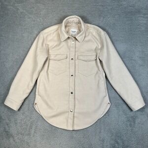 Abercrombie Fitch Jacket Button Front Shacket Women Medium Cream Flap Pockets